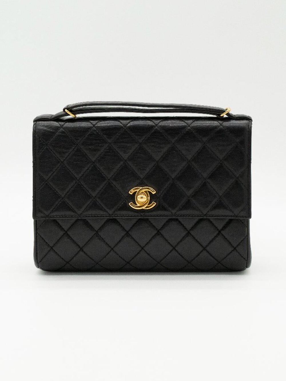 CHANEL Vintage Adjustable Top Handle Satchel Bag Lambskin 24K GHW w/ Entrupy COA